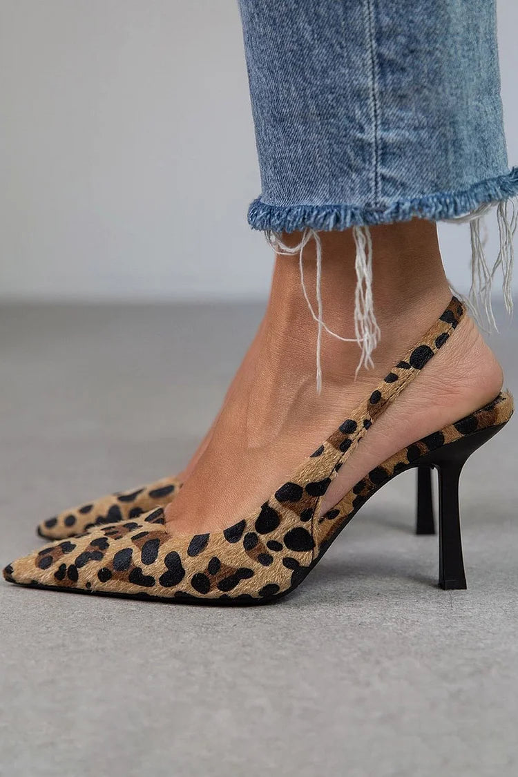 Ambra™ | Leopard print high-heeled shoes with ankle strap