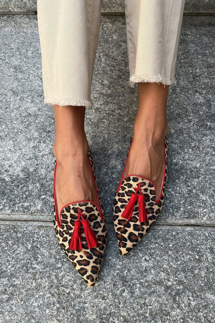 Camila | Pointed Loafer WIth Red Tassels