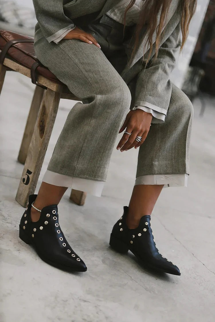 Jocelyn | Pointed Studded Ankle Boots
