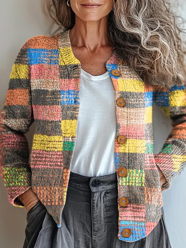 Maya | Trendy Multicolored Checkered Jacket for Style and Comfort