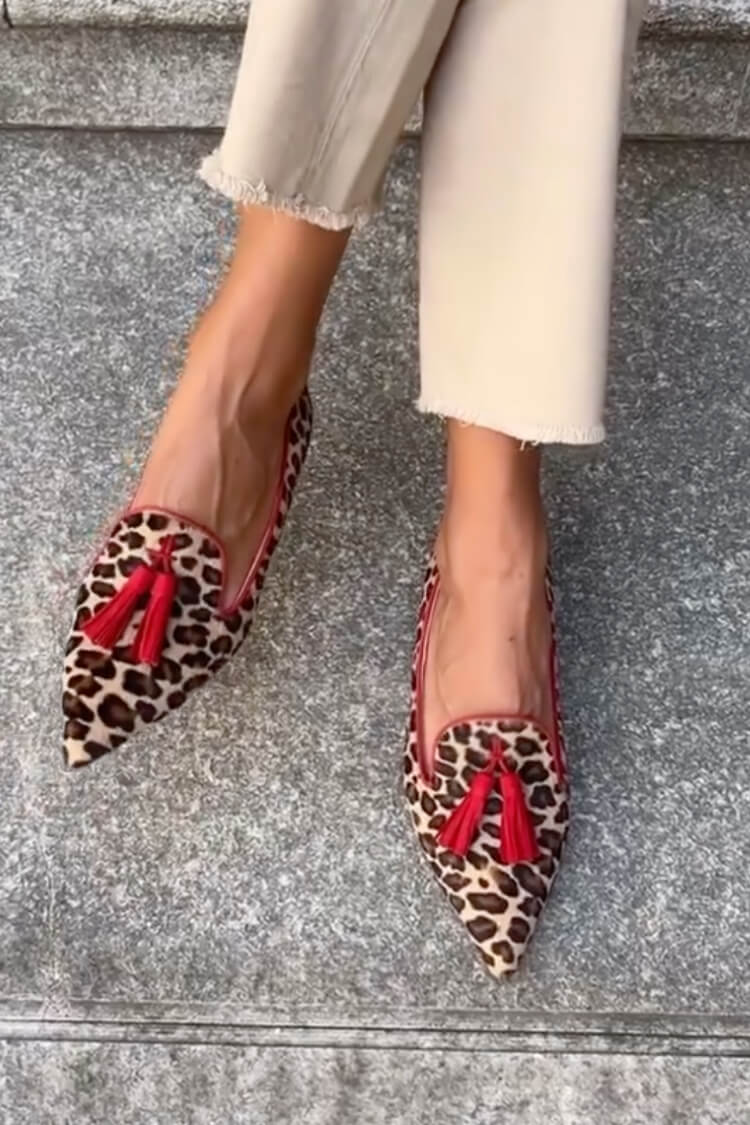 Camila | Pointed Loafer WIth Red Tassels