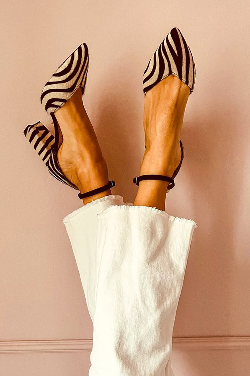 Zerina | Mid-heel sandals with strap and zebra print