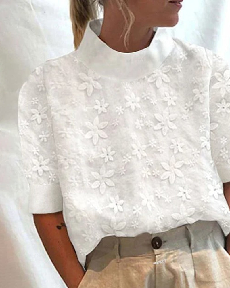 Sabine | Elegant Monochrome Stand-Up Collar with Stylish Embroidery Pattern