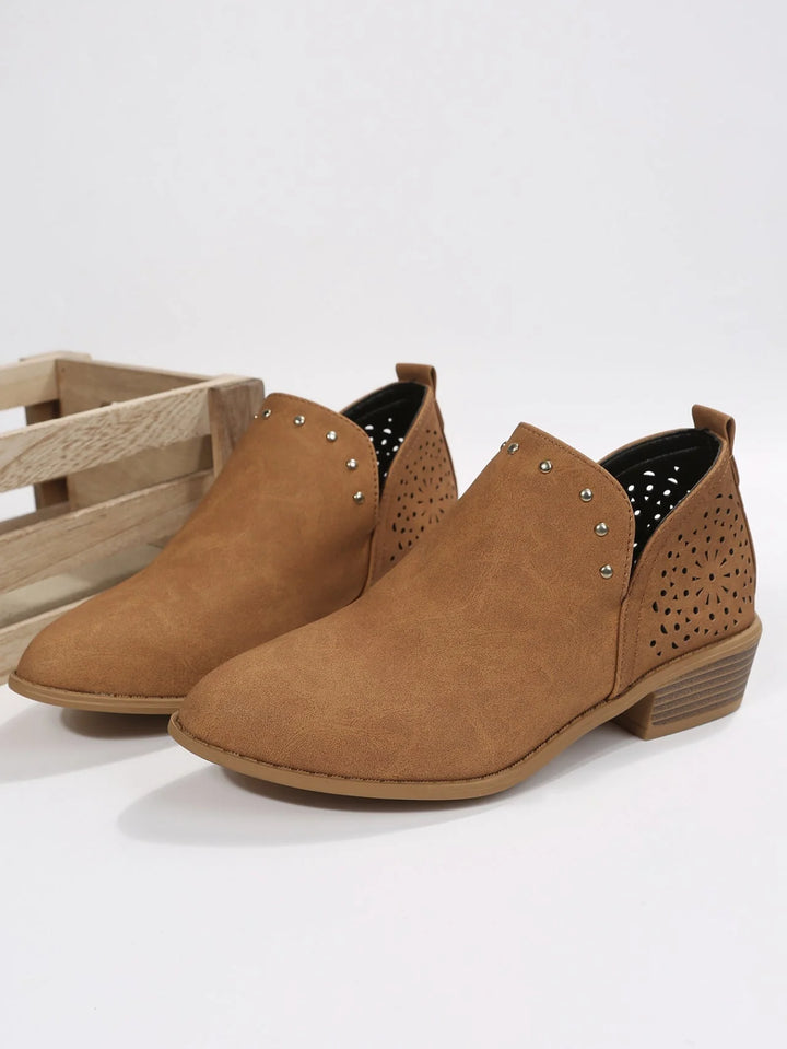 Caitlin - Low Cut Perforated Ankle Boot