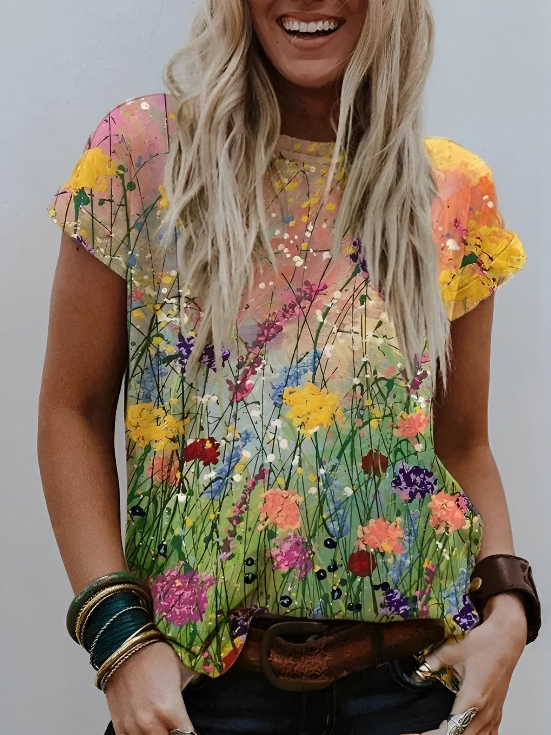 Veronica | Floral Art Painting Comfortable T-Shirt