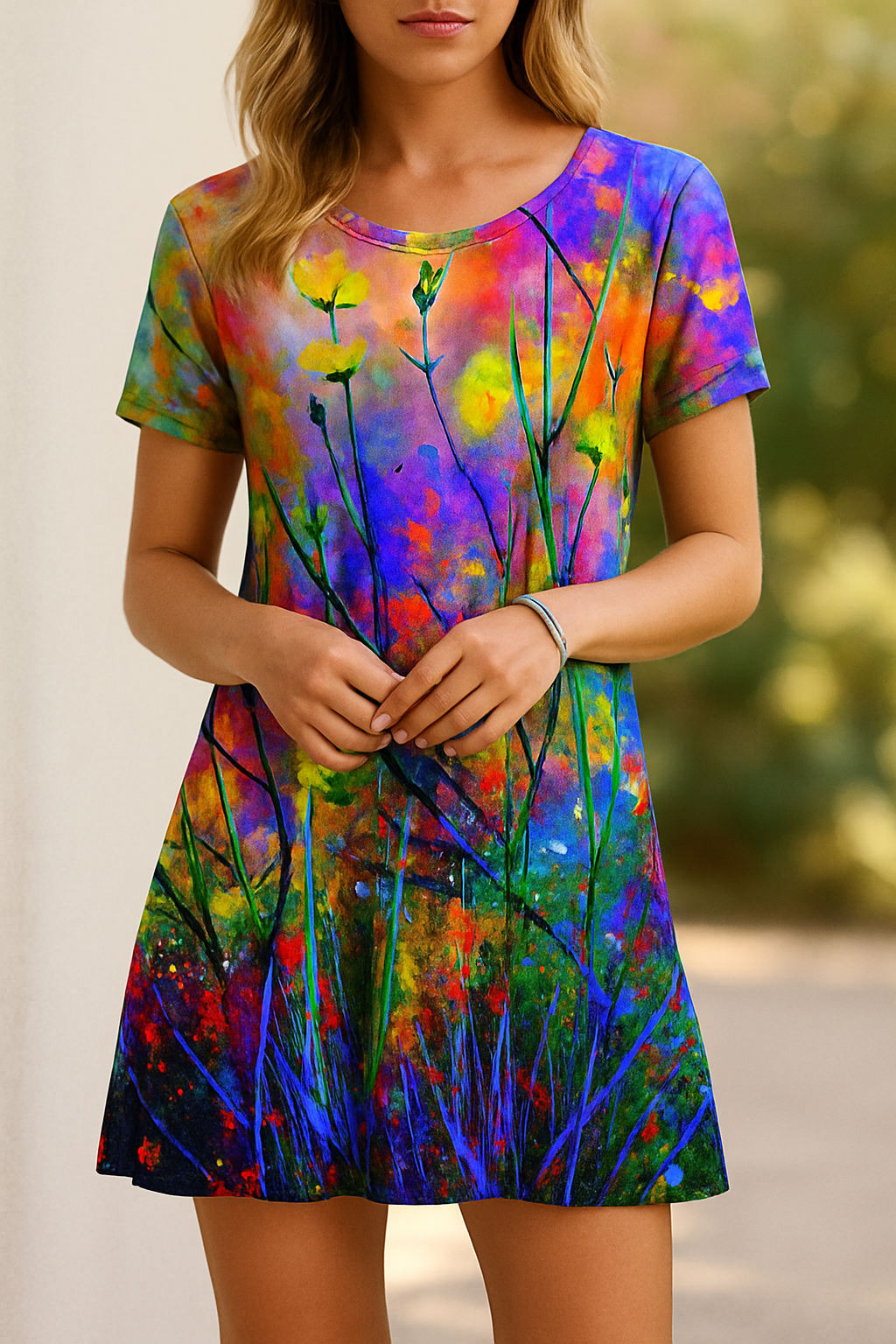 Serena | Floral Art Drawing Pattern Long-Sleeve T-Shirt