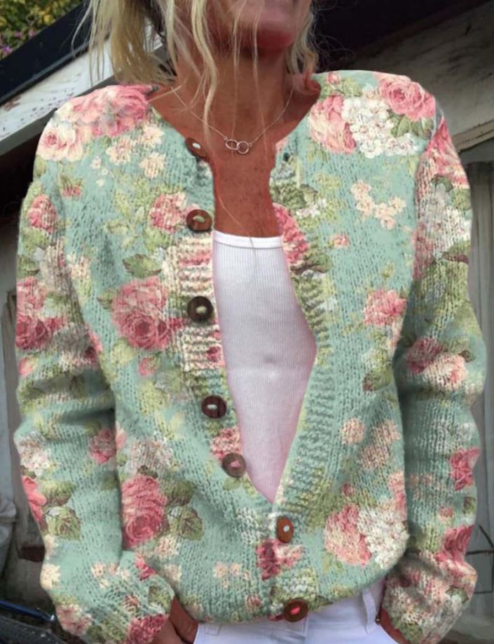 Merryn | Elegant Floral Pattern Cardigan