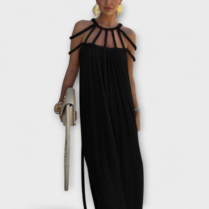 Briar - A stylish maxi dress made of blended fabric with draped braids