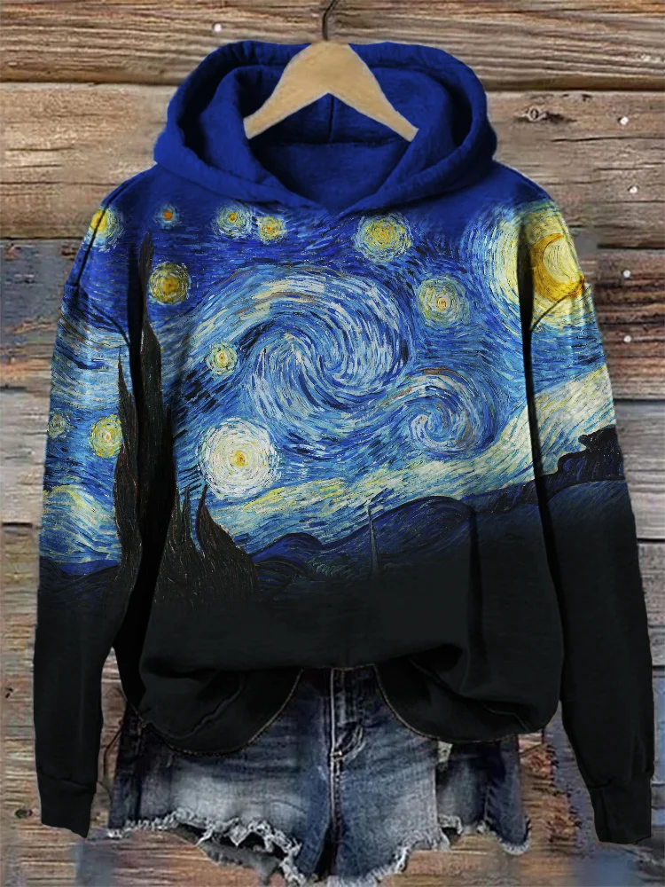 Victoria | Cozy Contrast-Color Starry Sky Hoodie