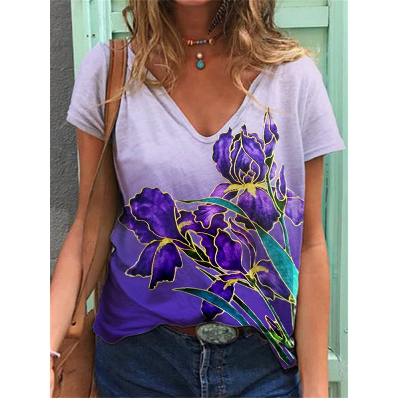 Imogen | Irises Gradient – Patterned Batwing T-Shirt