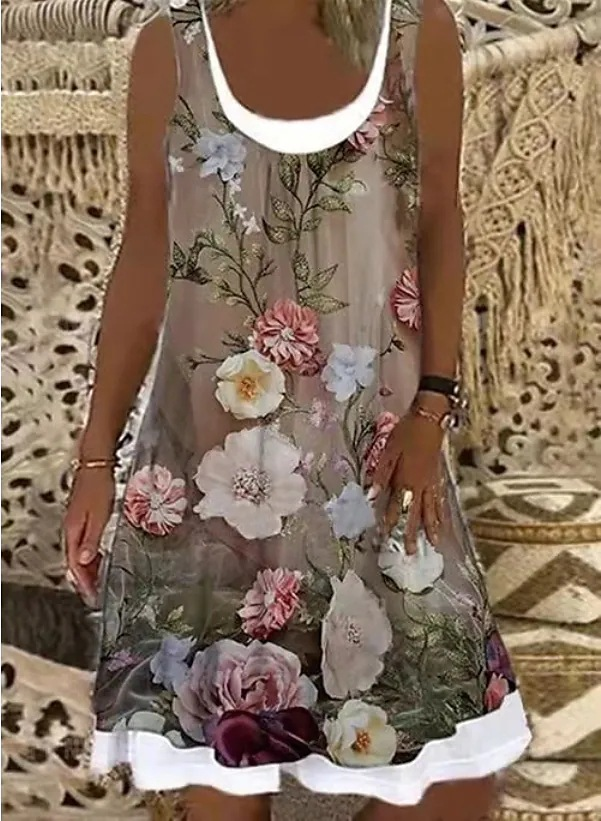 Valentina | Casual Sleeveless Mini Dress with Floral Print