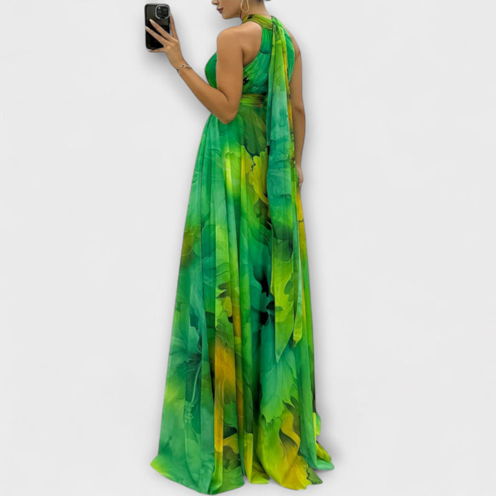 Isalie – Floral Pattern Chiffon Maxi Dress
