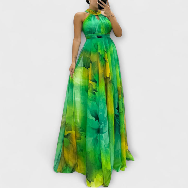 Isalie – Floral Pattern Chiffon Maxi Dress
