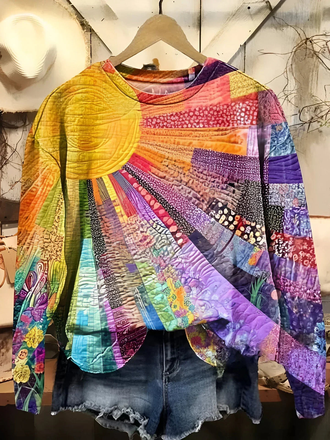 Ruby | Colorful Sun Collage with Distress Design