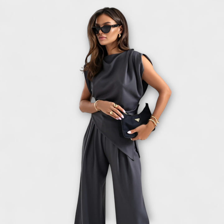 Sofia - Asymmetrical Set with Draped Shoulders