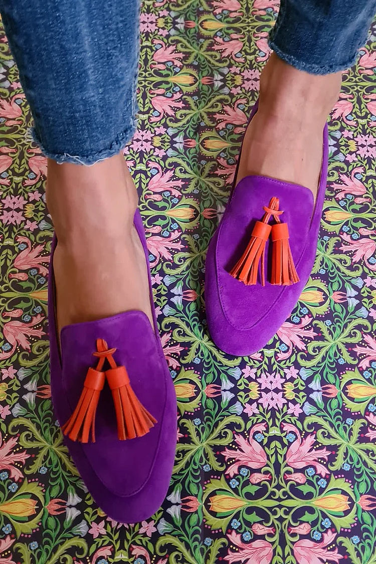 Hailey | Purple Loafers With Tassels