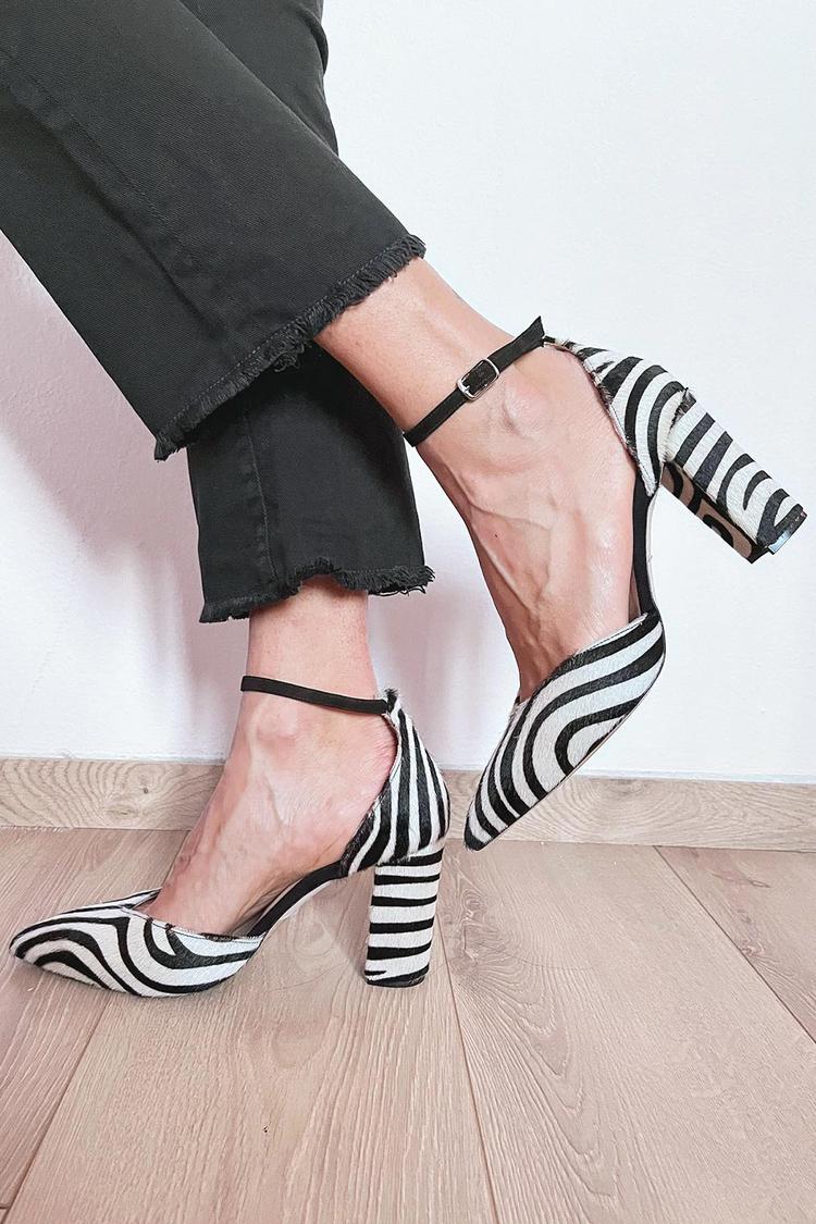 Daniela | Zebra Print Pumps With Ankle Strap