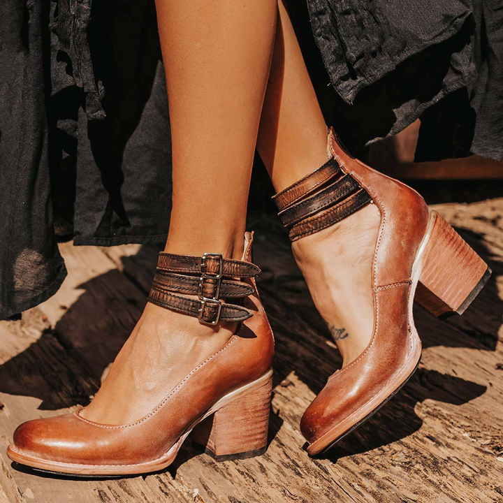 Gene | Multiple Strap High Heels with Thick Heel