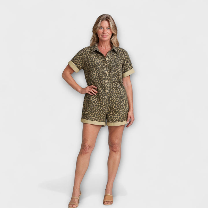 Nonette - Shirt Jumpsuit with Leopard Print