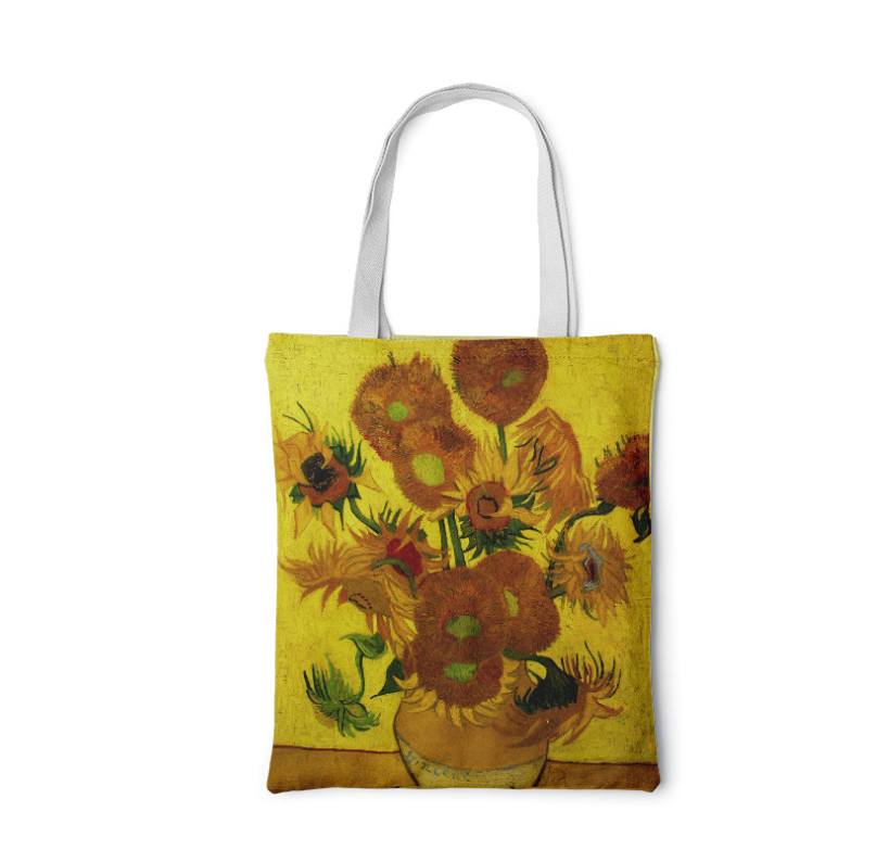 Clara | Sunflower Canvas Bag – Creative Art Self-Portrait Shoulder Bag & Personal Pouch