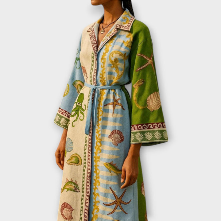 Jule - Printed Twill Midi Shirt Dress with Belt