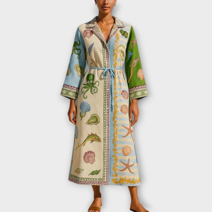 Jule - Printed Twill Midi Shirt Dress with Belt