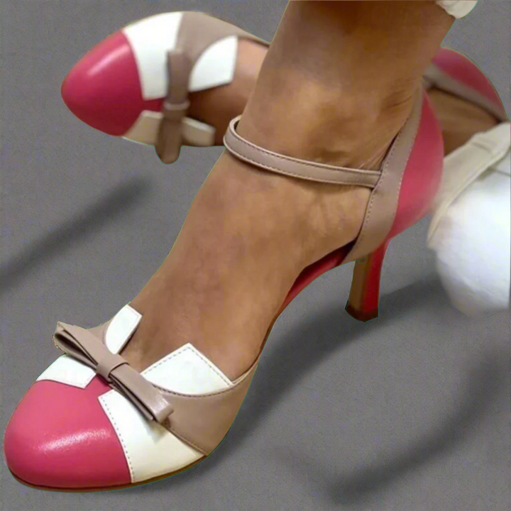 Bella | Colorful sandals with bow and strap, round toe