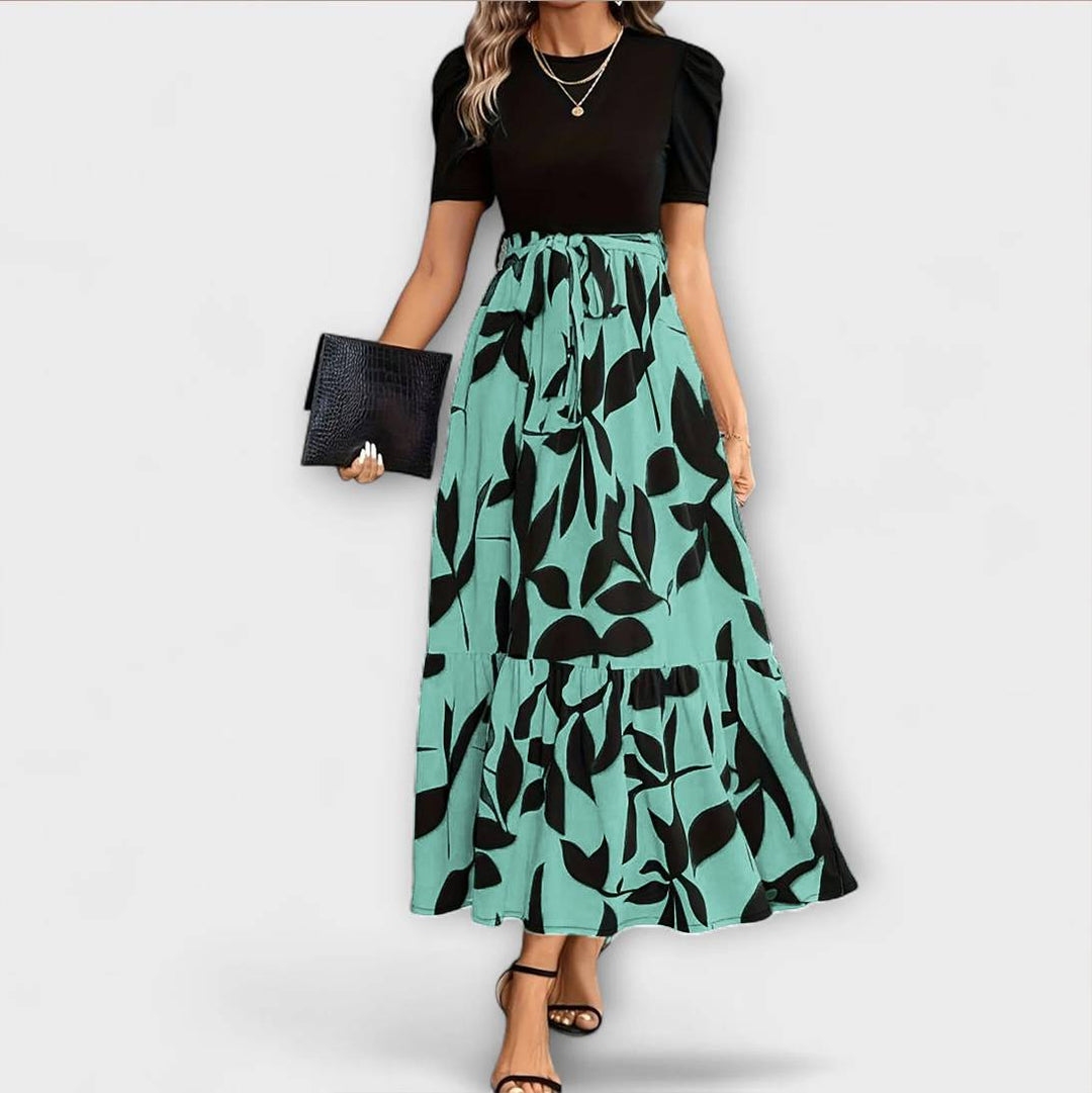Luna - Summer Dress with Floral Pattern and Round Neck