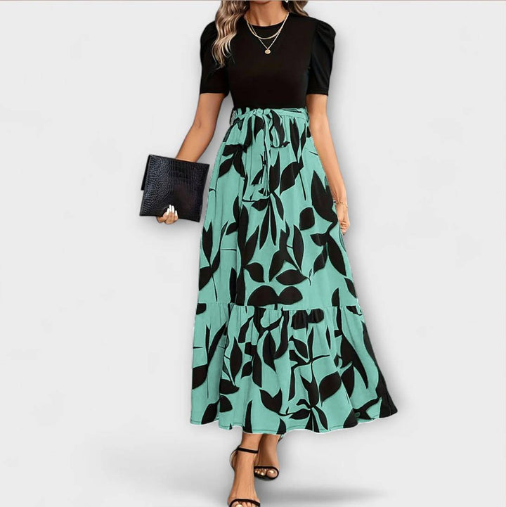 Luna - Summer Dress with Floral Pattern and Round Neck