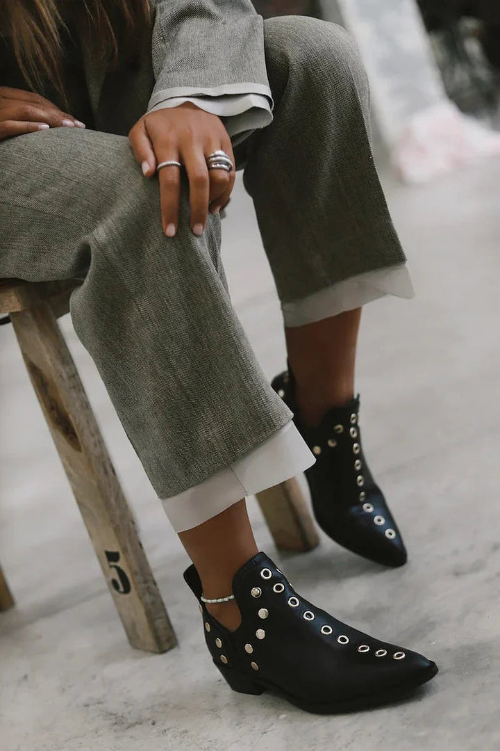 Jocelyn | Pointed Studded Ankle Boots