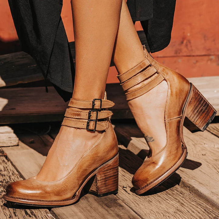 Gene | Multiple Strap High Heels with Thick Heel