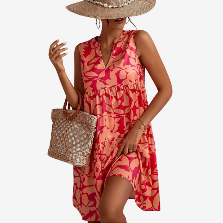 Aiyana™ - FLARED MIDI DRESS WITH FLORAL DESIGN