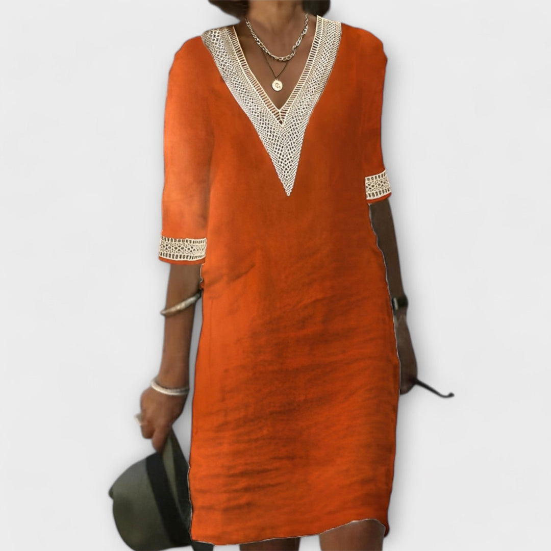 Women's dress made of cotton and linen