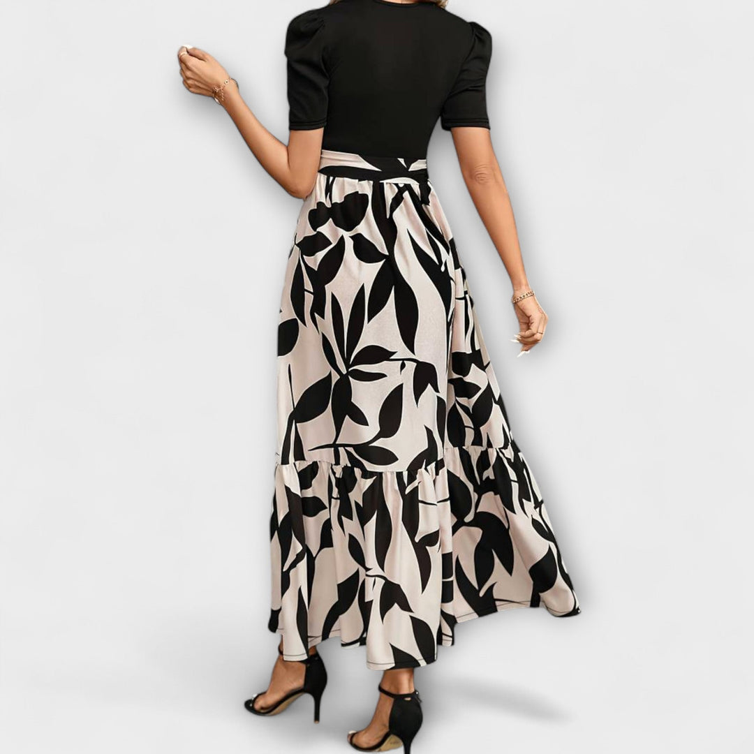 Luna - Summer Dress with Floral Pattern and Round Neck