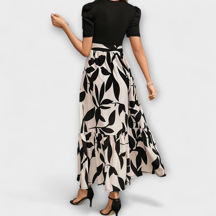 Luna - Summer Dress with Floral Pattern and Round Neck