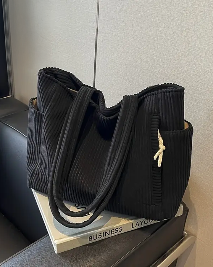 Taima™ - RIBBED TOTE BAG WITH CORD DETAIL