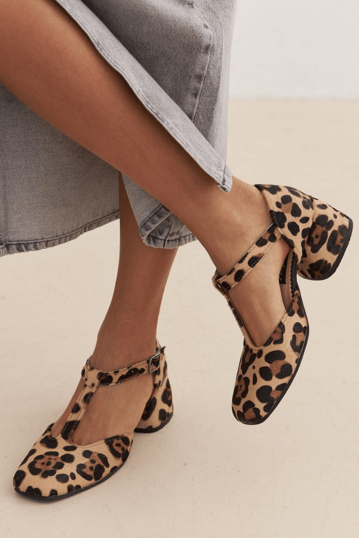 Taylor | Leopard T Strap Block Heels