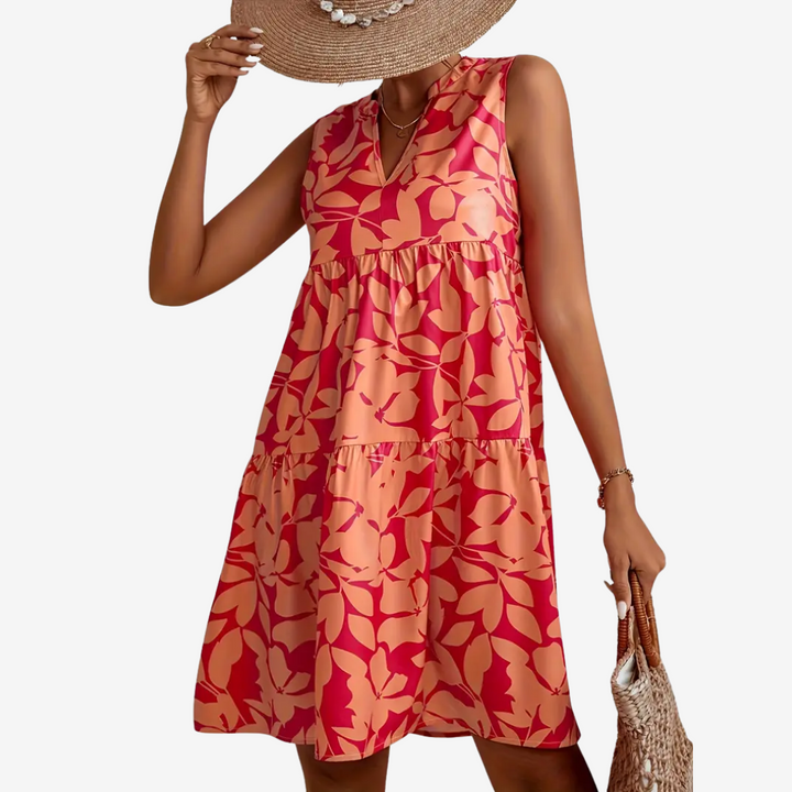 Aiyana™ - FLARED MIDI DRESS WITH FLORAL DESIGN