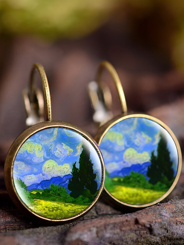 Mey | Vintage Art Oil Painting Earrings