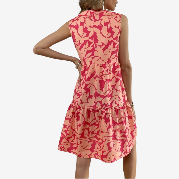 Aiyana™ - FLARED MIDI DRESS WITH FLORAL DESIGN