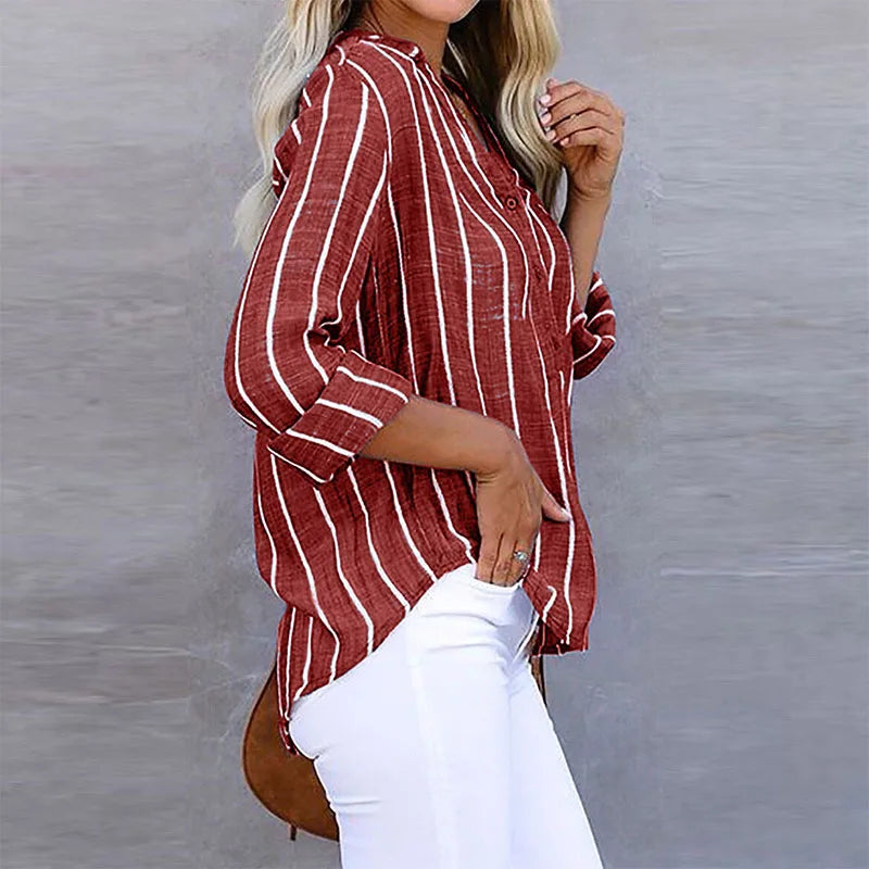 Maddie | Striped Button Up Shirt