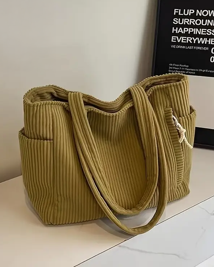 Taima™ - RIBBED TOTE BAG WITH CORD DETAIL