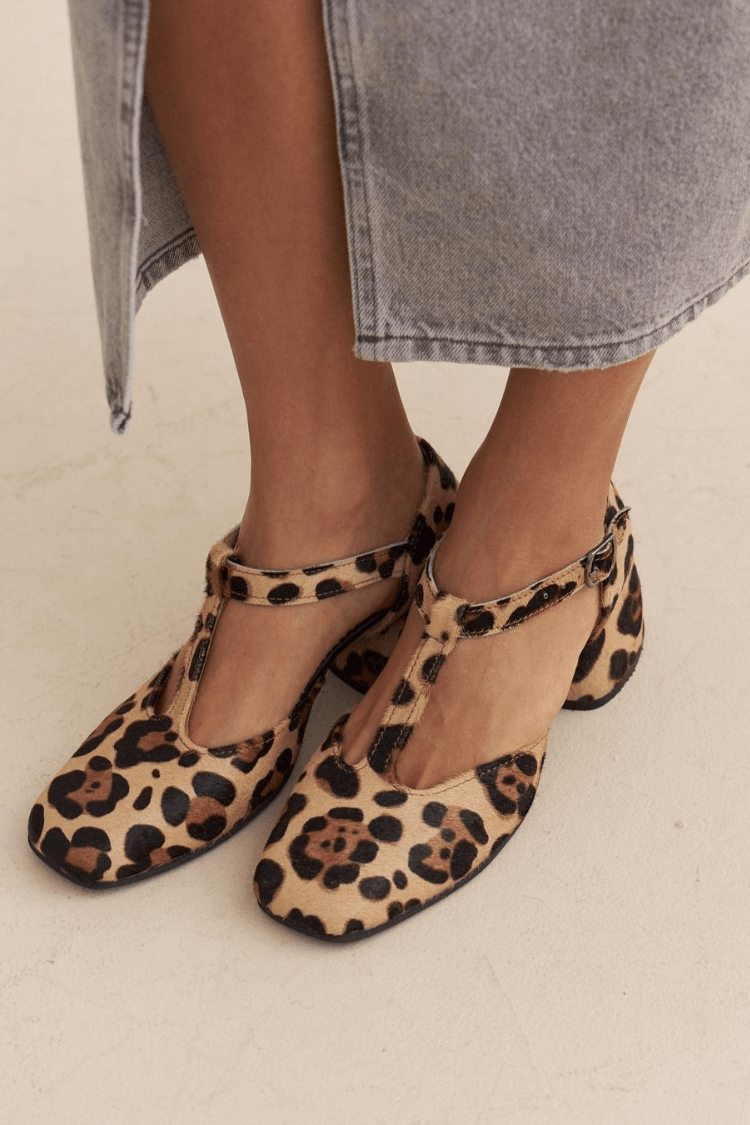 Taylor | Leopard T Strap Block Heels