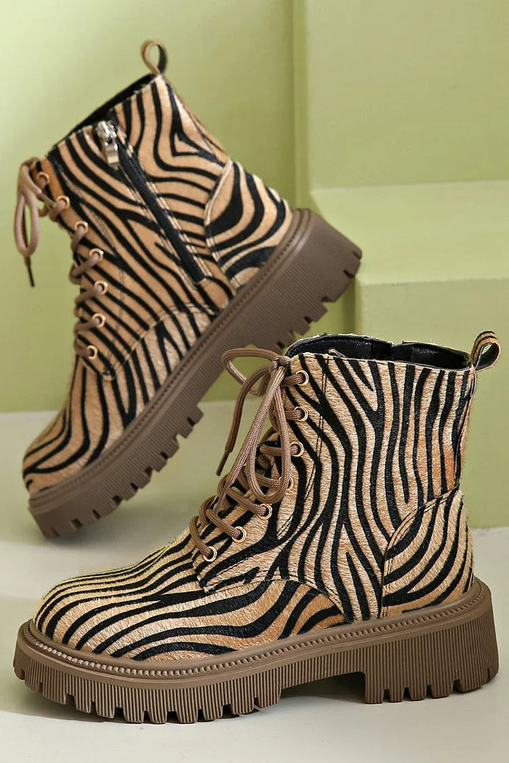 Arianna | Zebra Print Lace Up Boots