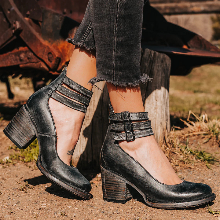 Gene | Multiple Strap High Heels with Thick Heel