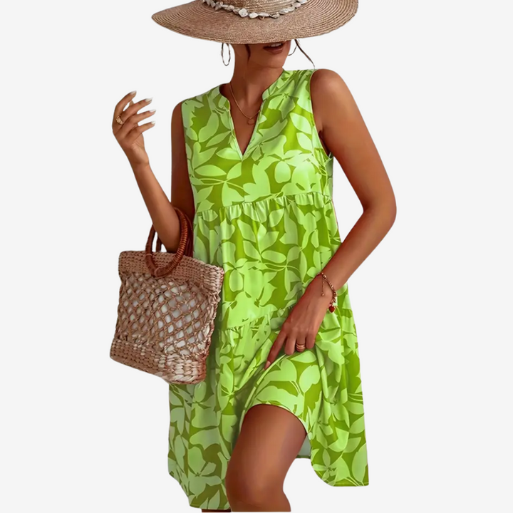 Aiyana™ - FLARED MIDI DRESS WITH FLORAL DESIGN