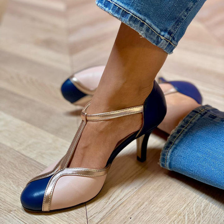 Alessia | Colorful T-strap Pumps and Comfortable Rounded Toe Shoes