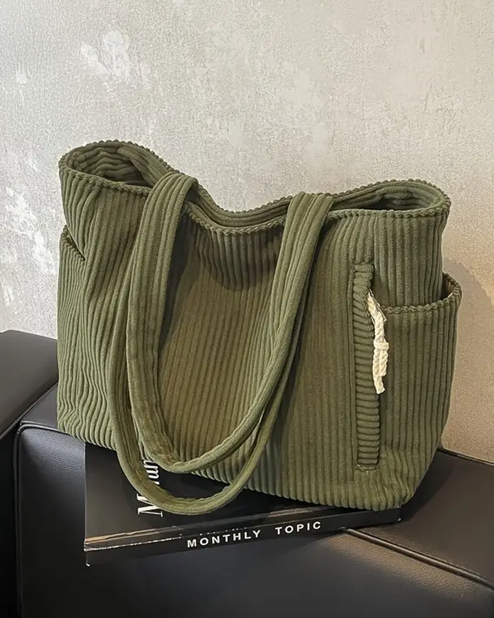 Taima™ - RIBBED TOTE BAG WITH CORD DETAIL