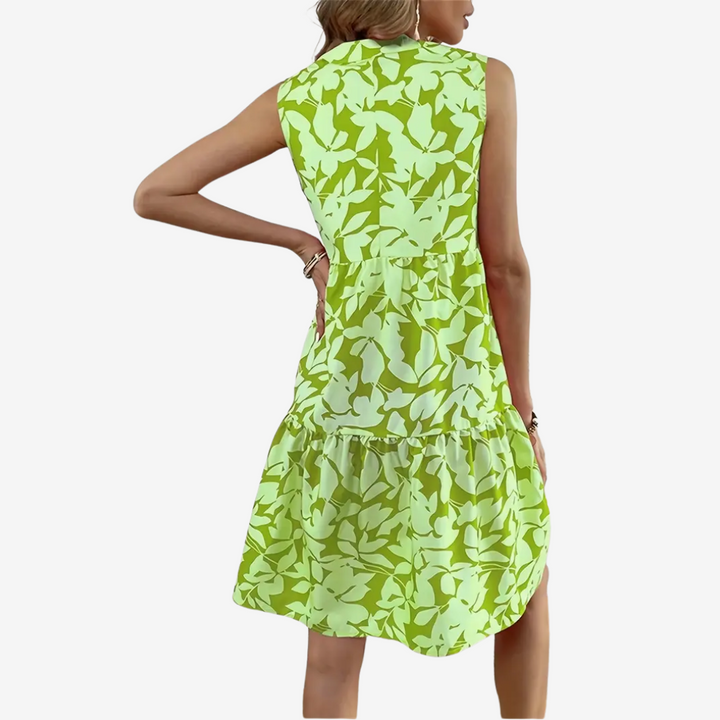 Aiyana™ - FLARED MIDI DRESS WITH FLORAL DESIGN