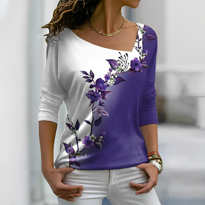 Felicity | Floral Contrast-Color Art T-Shirt